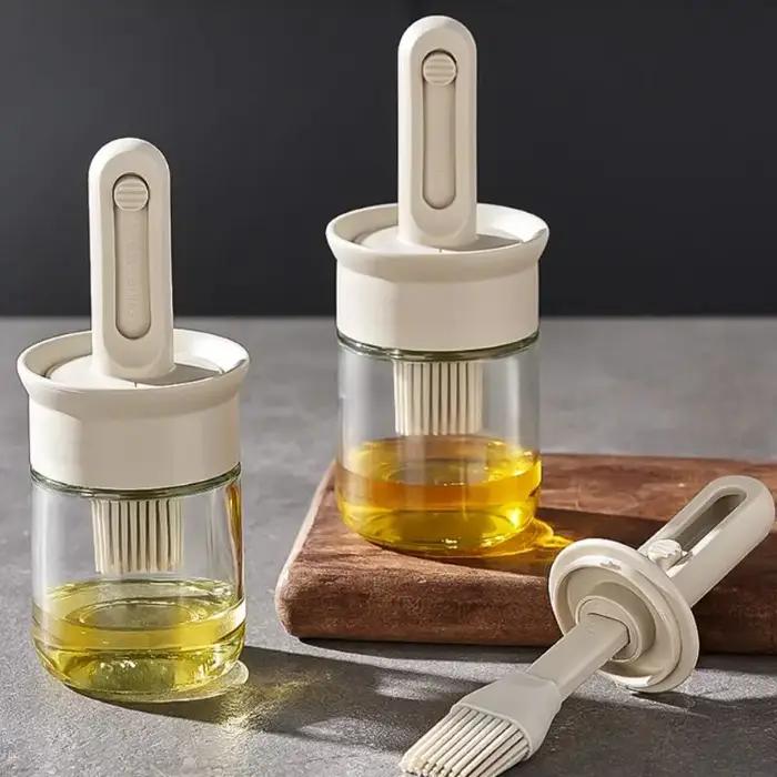Bouteille distributrice d'huile sans BPA, ensemble de brosses en silicone pour la cuisson, le barbec