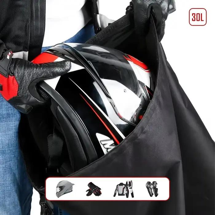 Sac d'équipement de moto de voyage Portable, sac de casque de moto, serrure à combinaison étanche, sac de rangement de bagages antivol pour cavalier
