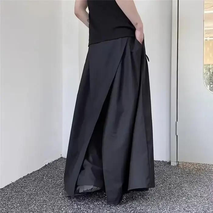 Pantalon superposé japonais d'avant-garde pour hommes, jambes larges, Hakama Y2k, Streetwear esthéti