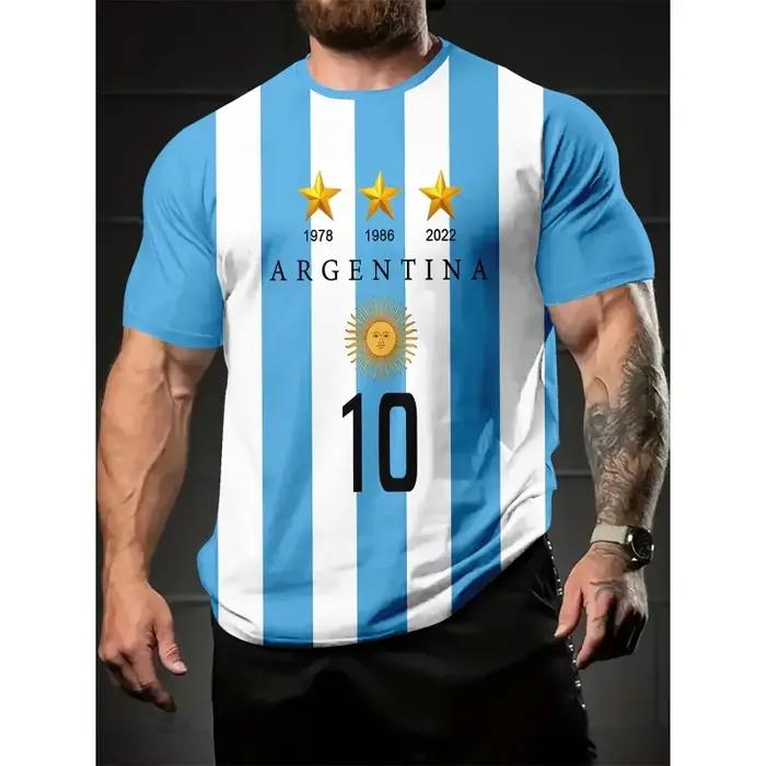 T-shirt de sport à impression 3D du drapeau argentin