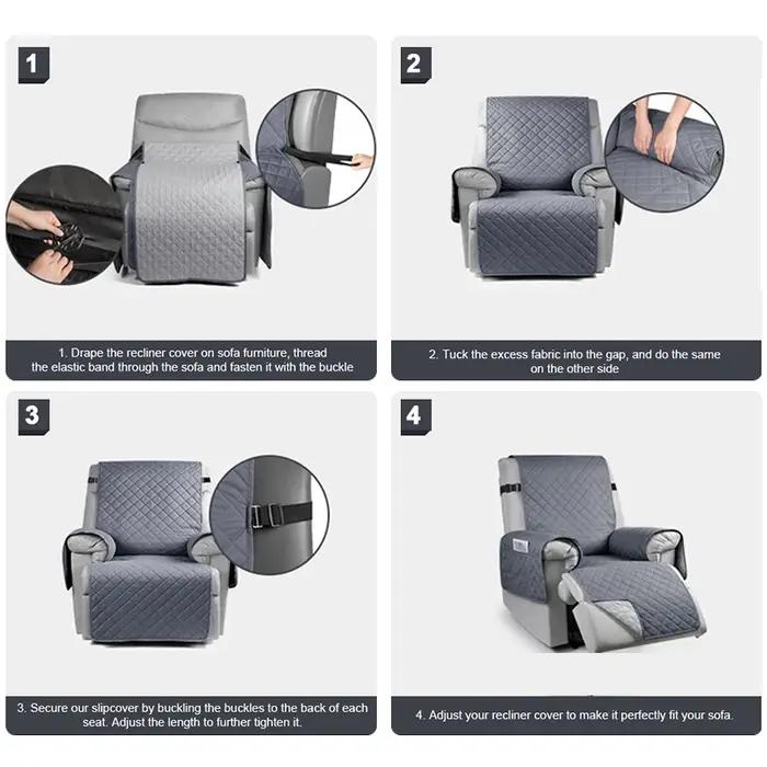 Housse de canapé inclinable 1 place matelassée antidérapante pour salon et bureau protection animaux de compagnie et enfants motifs géométriques polyester machine lavable