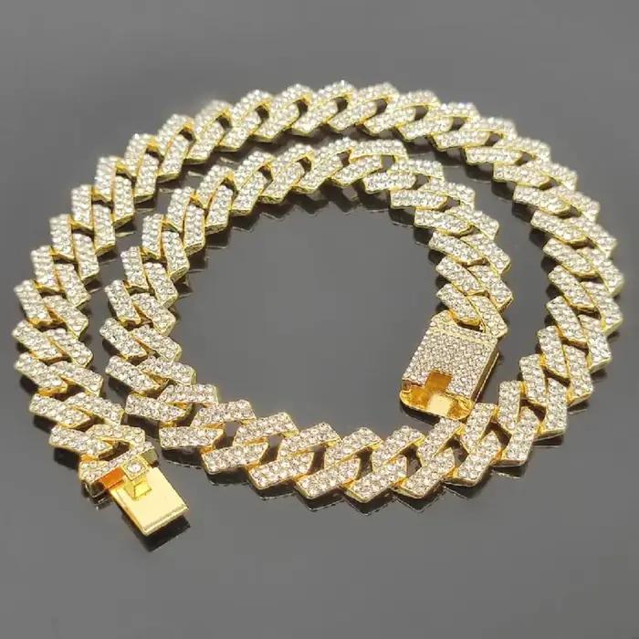 Harnais de chaîne de collier de chien en métal de luxe avec diamant, largeur 20mm, accessoires de ch