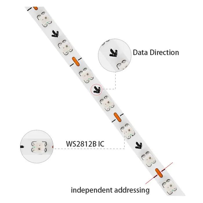 Bande lumineuse LED Ultra étroite 2.7mm WS2812B WS2812 2020 160 diodes/m adressable individuellement