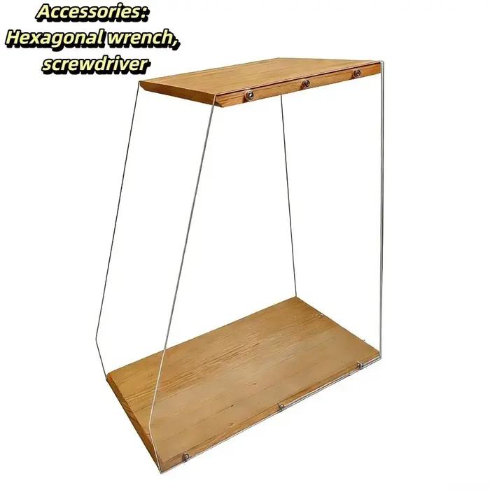 Support de disques vinyles en bois massif, structure stable, design transparent, présentoir vinyle,