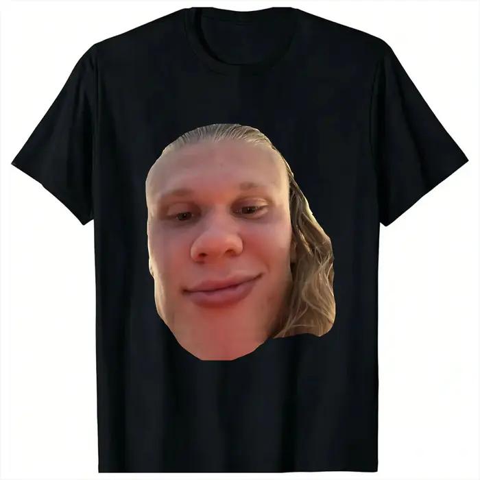 T-shirt à col rond et manches courtes pour hommes, avec photo de chèvre norvégienne, Erling Haaland,