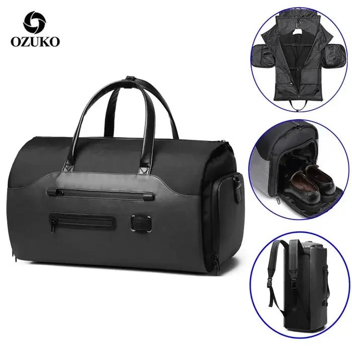 OZUKO-Sac à vêtement multifonction pour hommes, sac de voyage imperméable, grande capacité, poche po