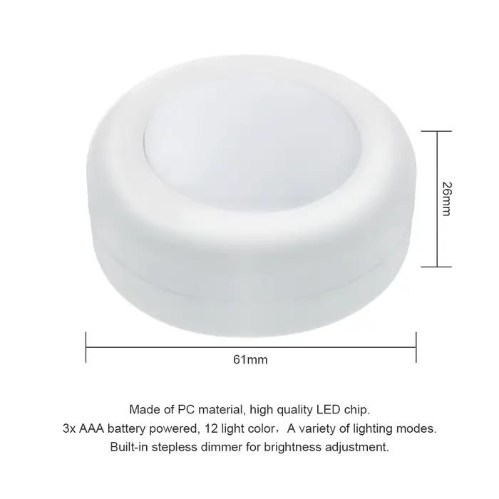 Rondelle lumineuse LED RVB avec télécommande, lampe de nuit à intensité variable, lampes à coller po