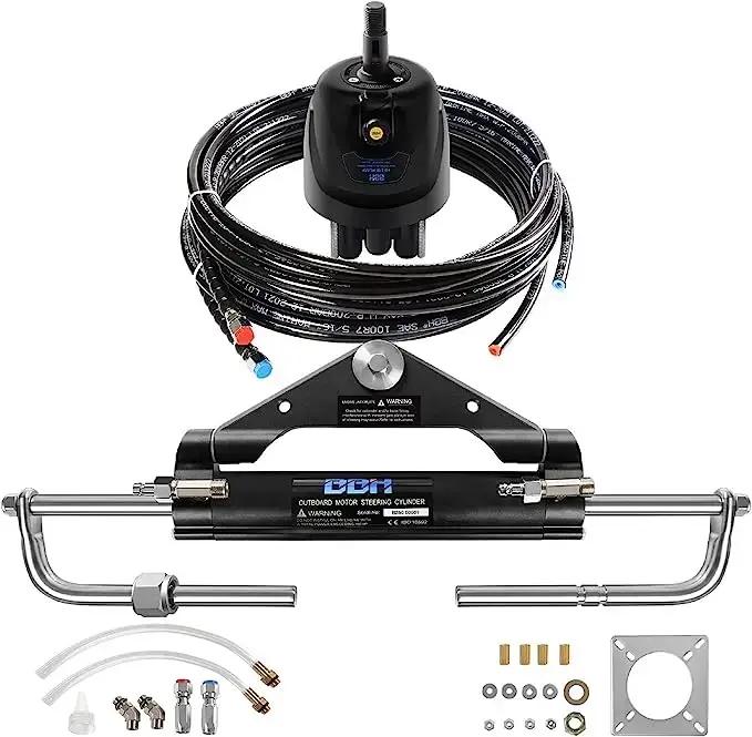 Kit de système de direction hors-bord hydraulique pour bateau marin 200HP avec volant, cylindre hydraulique, pompe à helm, tuyaux pour yachts et bateaux de pêche occasions spéciales