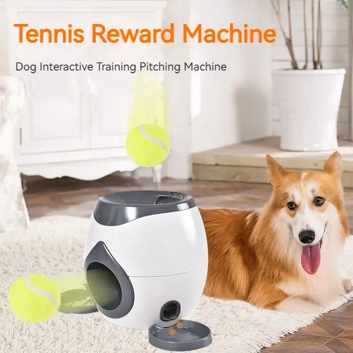 Lanceur automatique de balles pour chiens machine de récompense alimentaire de tennis pour chiens jouet interactif mangeoire pour chiens de petite et moyenne taille occasions spéciales