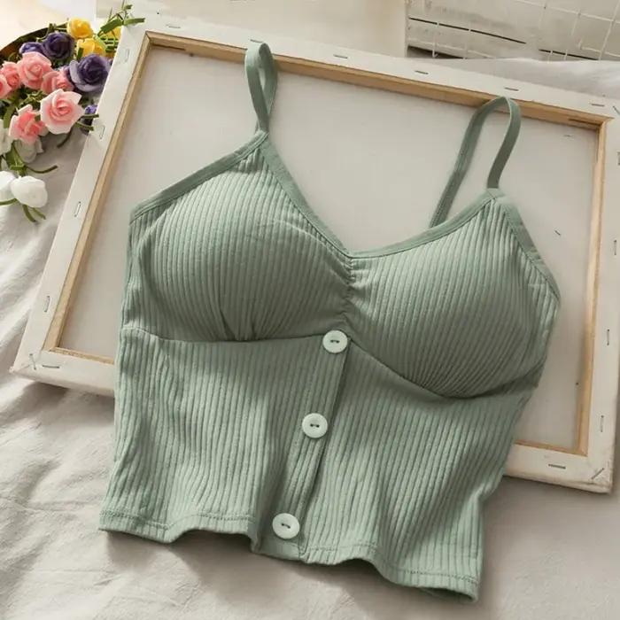 Femmes tricoté débardeur sangle gilet femme tricot haut court poitrine enveloppement pur sous-vêtements en coton Camisol