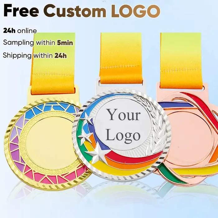 Médailles de couleur personnalisables avec logo gratuit et ruban coloré pour célébrer vos succès scolaires et sportifs occasions spéciales à offrir