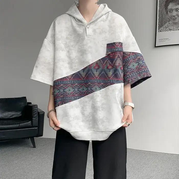 Hoodie surdimensionné style ethnique rétro tie-dye Hip Hop pour homme