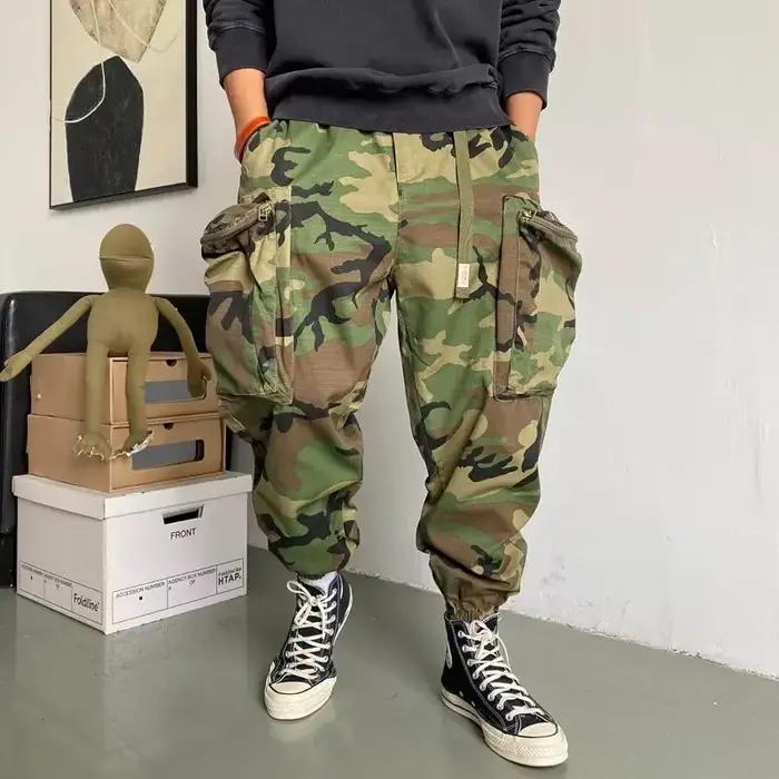 Pantalon tactique camouflage homme grandes poches loose - Tenue loisir sport jogging chasse