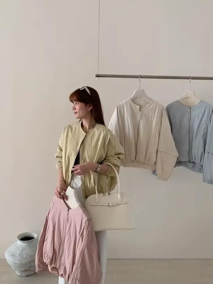Style coréen couleur unie femmes manteau ample haute rue printemps Bomber veste manteau femmes mode vêtements