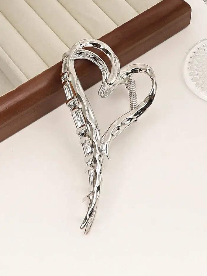 Barrettes à cheveux argentées au Design d'amour élégant