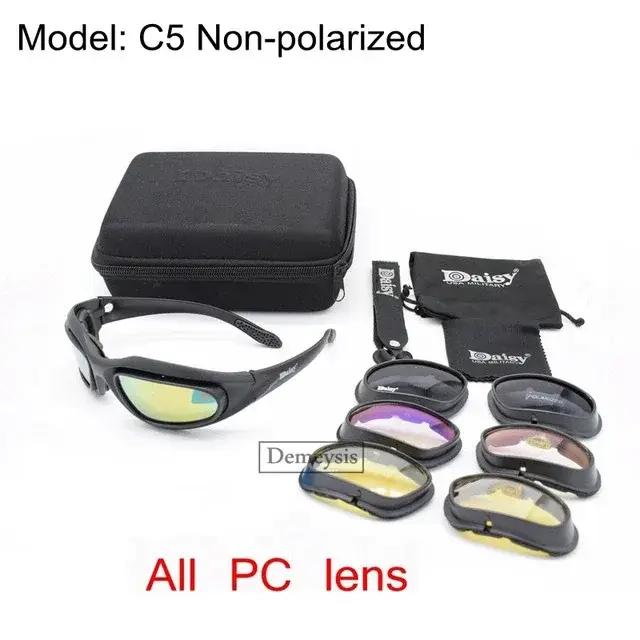 Lunettes tactiques Daisy polarisées pour chasse et tir - Protection UV400 avec 4 verres interchangeables