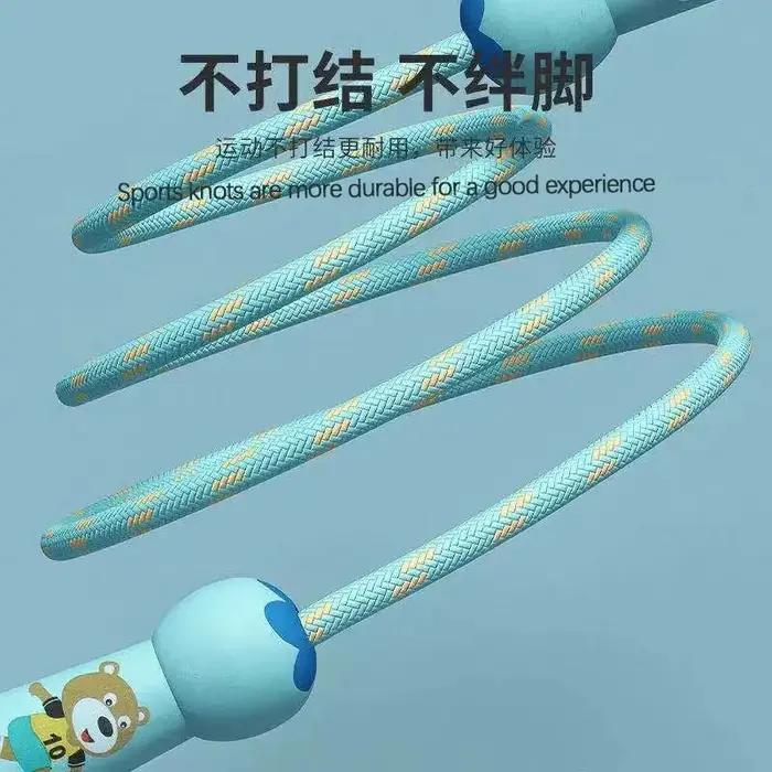 Cordes de Sport réglables en coton pour enfants, Fitness, joli dessin animé, poignée en bois naturel