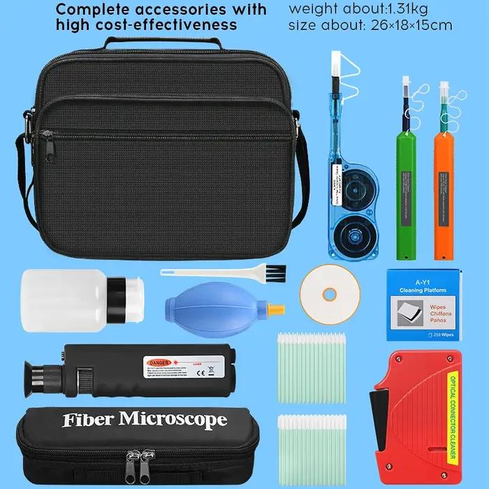 Kit d'outils de nettoyage de fibres optiques, loupe de Fiber optique 400X, boîte de nettoyage de fibres SC/FC/ST/LC 1.25MM/2.5MM MPO MTP, stylo nettoyeur de fibres