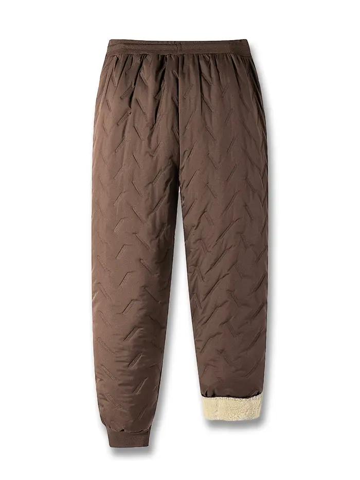 Pantalon de survêtement d'hiver homme décontracté en polyester avec doublure en laine et peau d'agneau pour les occasions quotidiennes et les activités en plein air