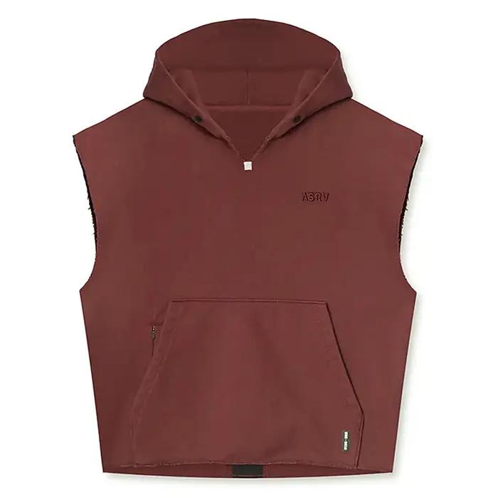 Haut sans manches homme ASRV hoodie coton polyester à capuche pour entraînement sportif et occasions décontractées