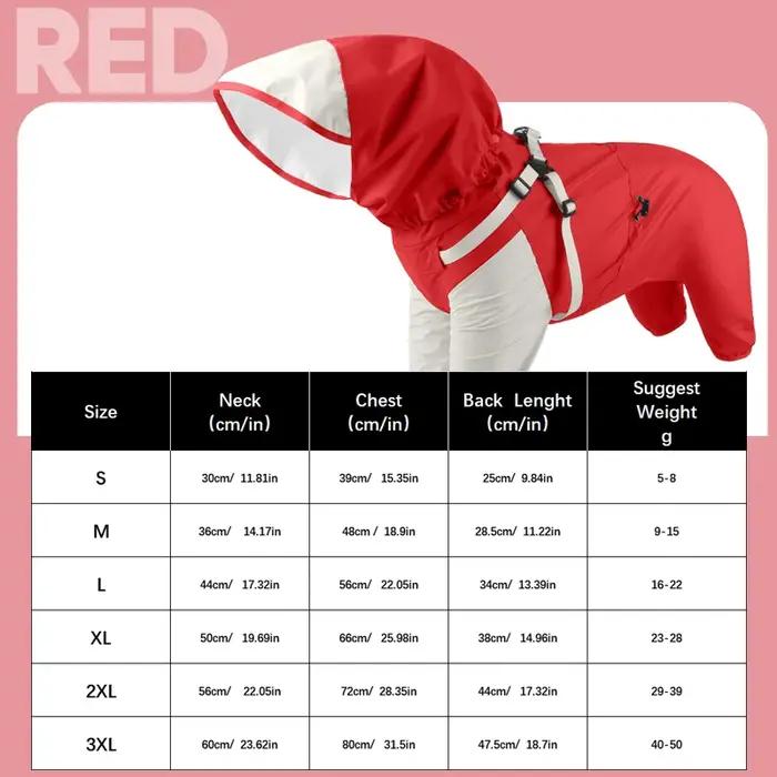Imperméable pour chien, Poncho de pluie imperméable avec capuche, veste de pluie réglable hautement réfléchissante pour animaux de compagnie avec trou de laisse pour petit et moyen