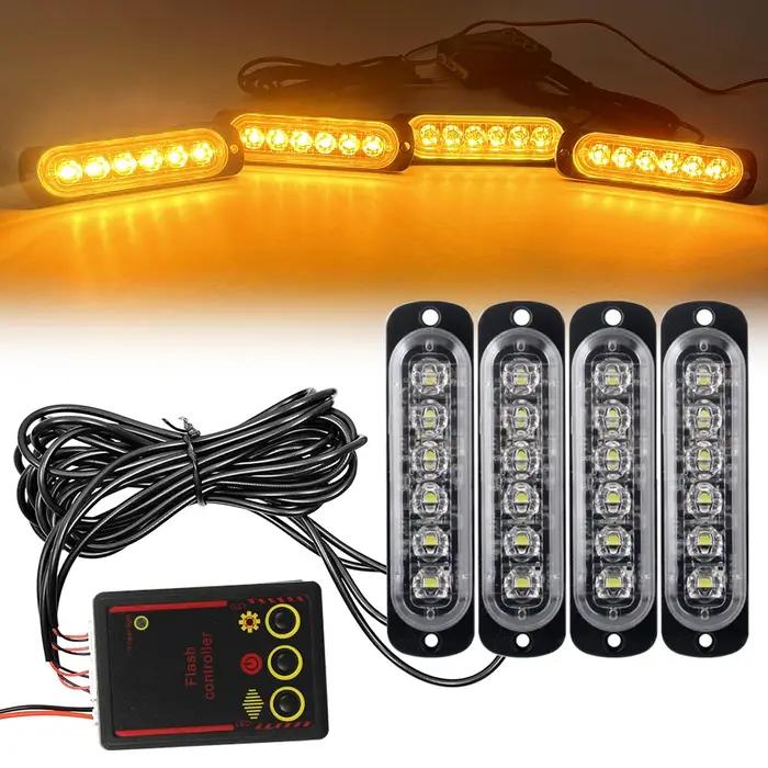 Éclairage de calandre de voiture 12V 24V, feux stroboscopiques d'urgence LED pour Police, balise Fla
