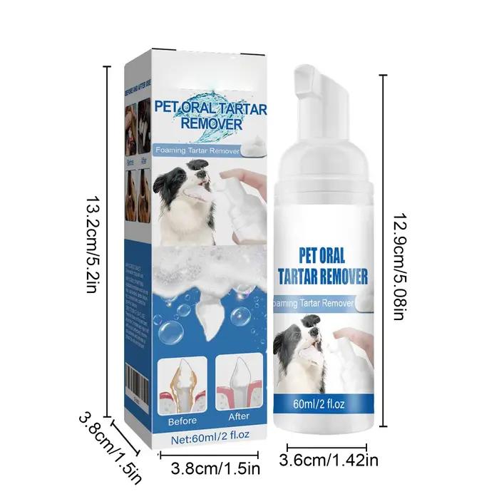 Nettoyant buccal en mousse pour animaux de compagnie 60 ml – Élimine la mauvaise haleine et la saleté dentaire – Rafraîchit l'haleine – Pour chiens et chats – Favorise des gencives saines