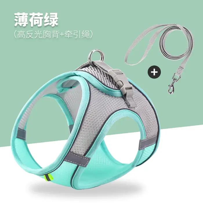Harnais noctilucent pour chien en polyester réfléchissant avec fermeture rapide pour promenades nocturnes et sécurité des animaux de compagnie pour chiots et chats