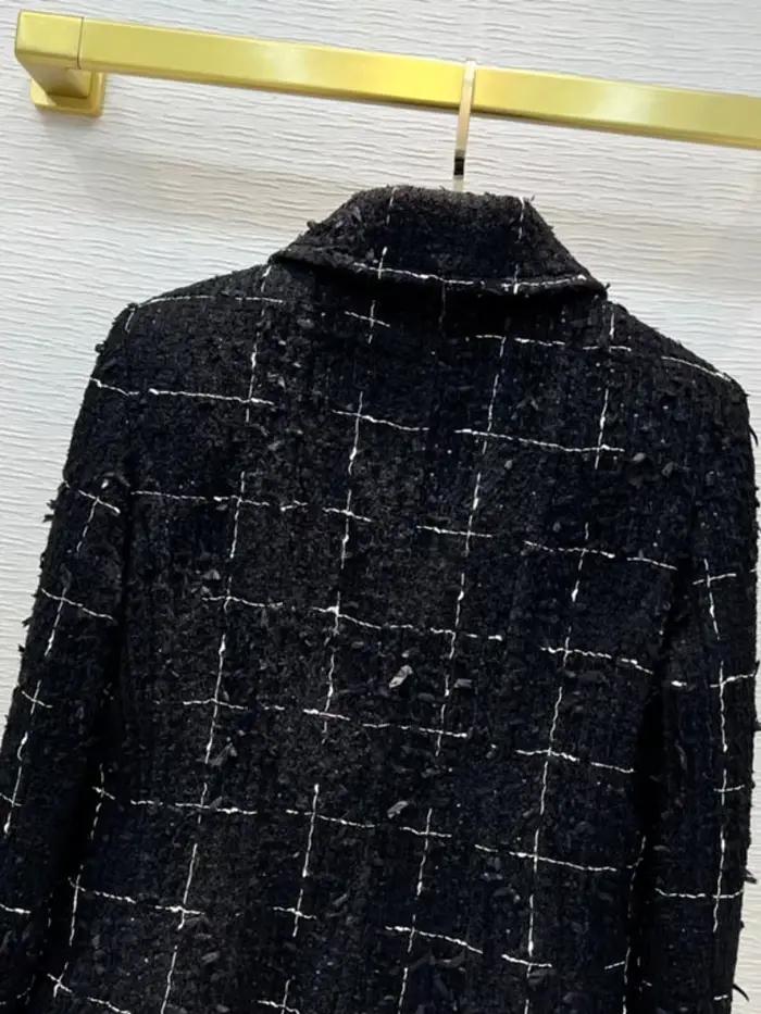 Veste en tweed à carreaux pour femmes, glands, mi-boutonnage simple, avocat, fête, vêtements d'extér