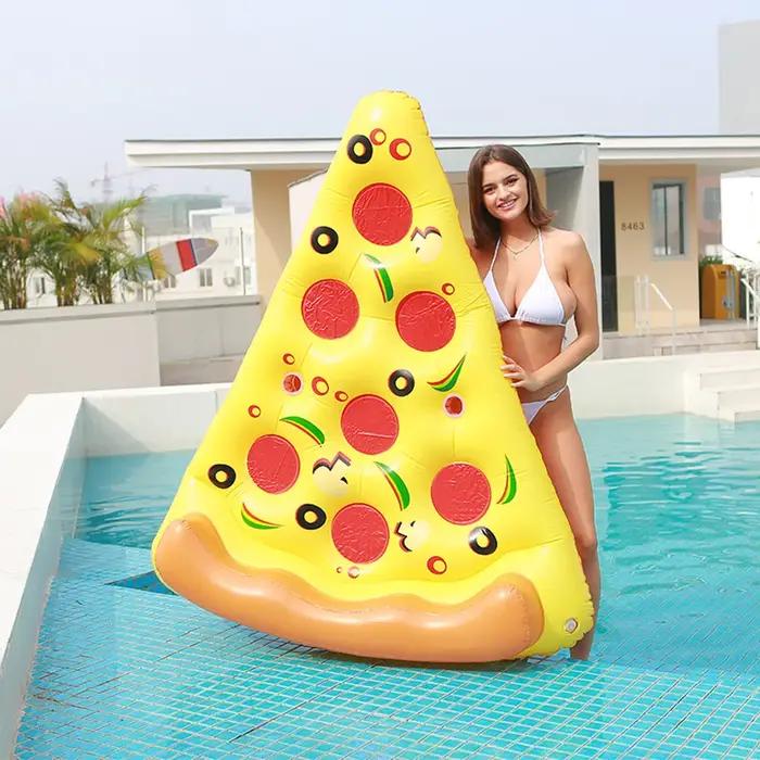 Matelas gonflable flottant de piscine de Pizza géante chaude anneau de natation cercle île eau fraîche fête