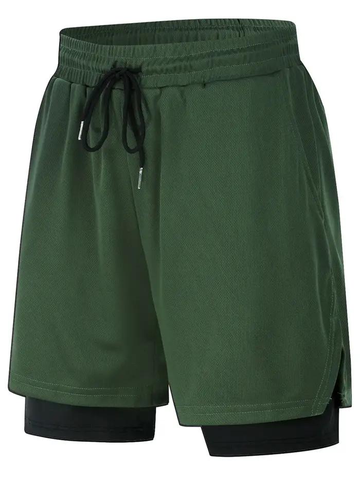 Short de course performant 2 en 1 pour hommes – Support de compression évacuant l'humidité avec poche sécurisée à fermet