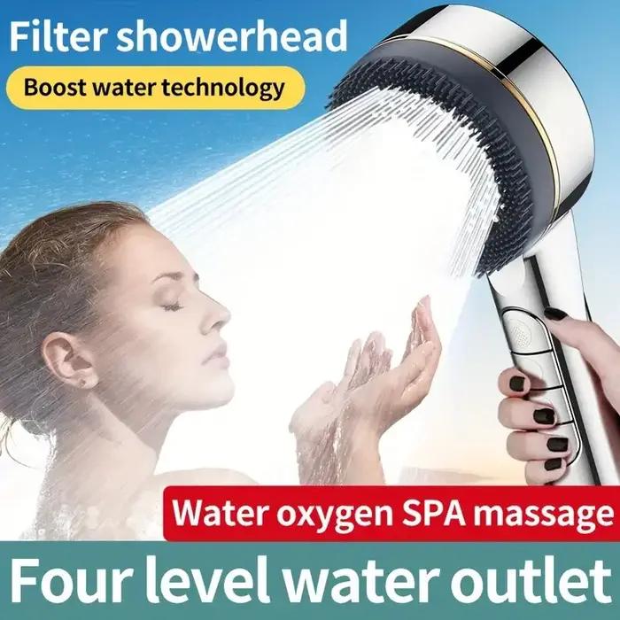 Pommeau de douche multifonction 4 vitesses avec filtre et joint d'eau - Accessoire salle de bain haute pression