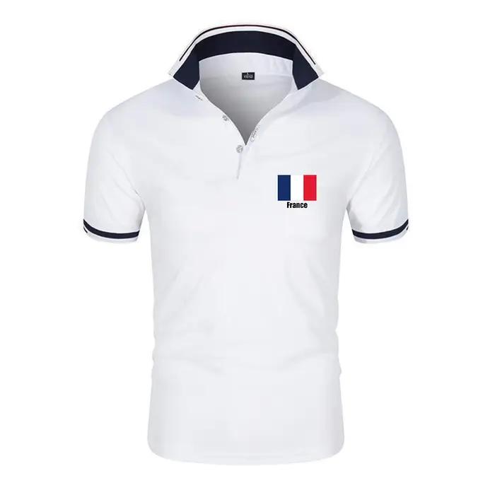 Nouveau Polo Décontracté Respirant en Coton Imprimé Drapeau FRANCE 2026 pour Homme – Six Couleurs Te