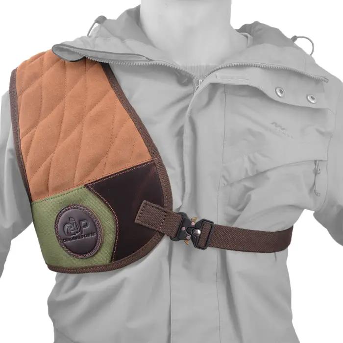 Chemise de protection en cuir véritable avec rembourrage Recoil Beverer pour hommes, cuir suédé et toile cirée, ajustement réglable pour chasseurs et tireurs, idéal pour les sorties de chasse en hiver