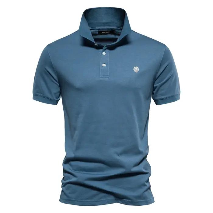 AIOPESON 100% coton broderie hommes polos couleur unie à manches courtes Polos pour hommes nouvelle