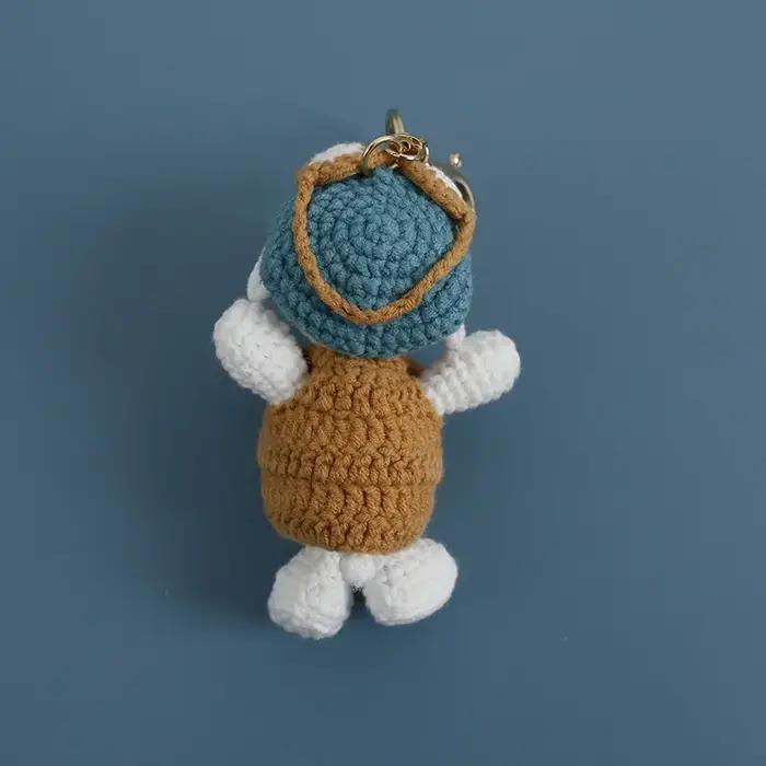 Porte-clés en peluche tissé à la main chien mignon crochet fil laine décoration créative cadeau anniversaire occasions spéciales