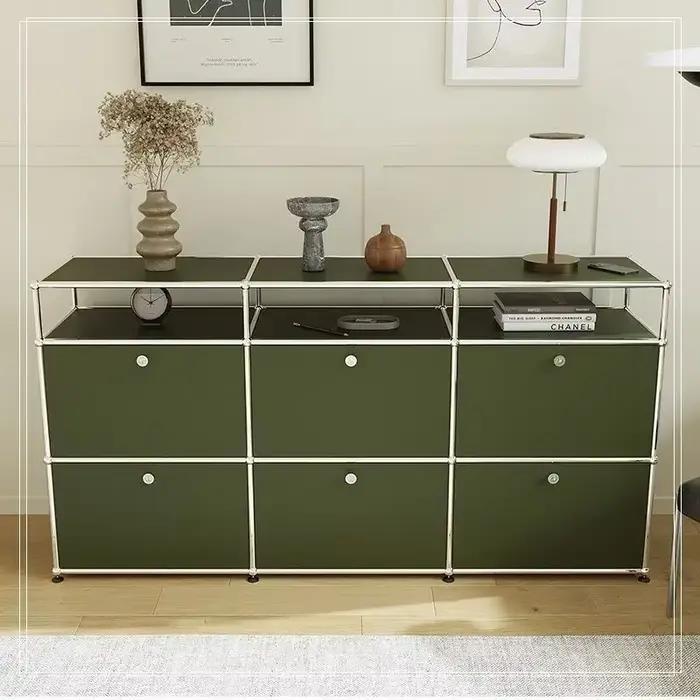 Commode moderne en acier inoxydable vert Olive, meuble TV, Module de rangement, combinaison de buffe