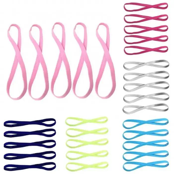 5/10 pièces couleur bonbon femmes hommes Yoga bandes de cheveux Sport bandeau filles Sport anti-déra
