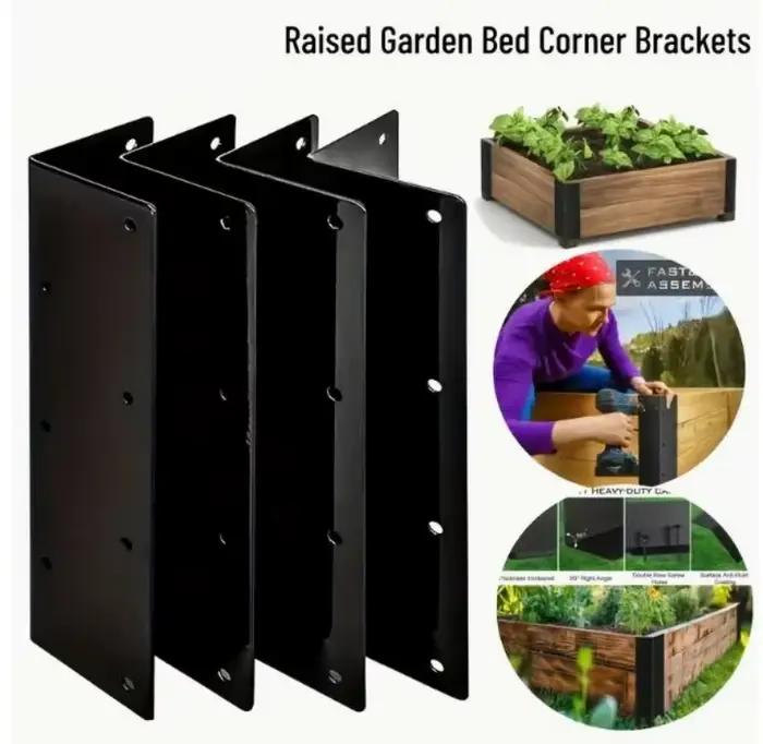Supports d'angle en métal pour support en fer à Angle droit en forme de L, 90 degrés pour étagère en bois, intérieur et extérieur, jardin, lit surélevé, boîte de jardinière