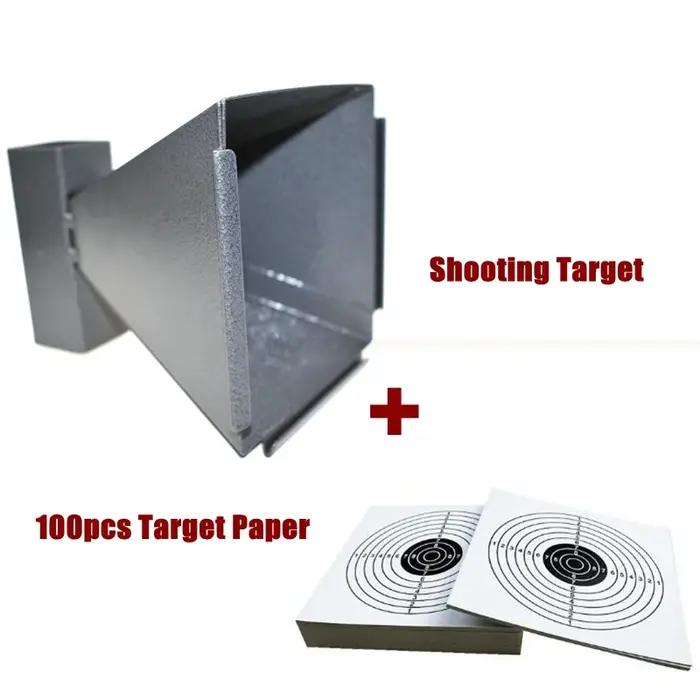 Support de cible de tir pour fusil à air comprimé de 14 cm avec piège à billes et 100 papiers
