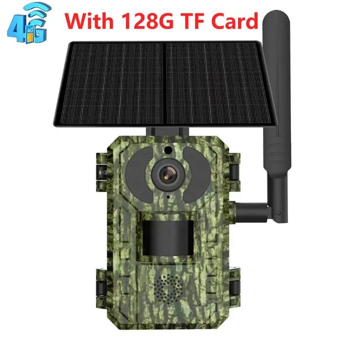 Caméra de chasse UCON APP EU 4G 2K 4W avec batterie 7800mAh, panneau solaire, détection de mouvement PIR, vision nocturne