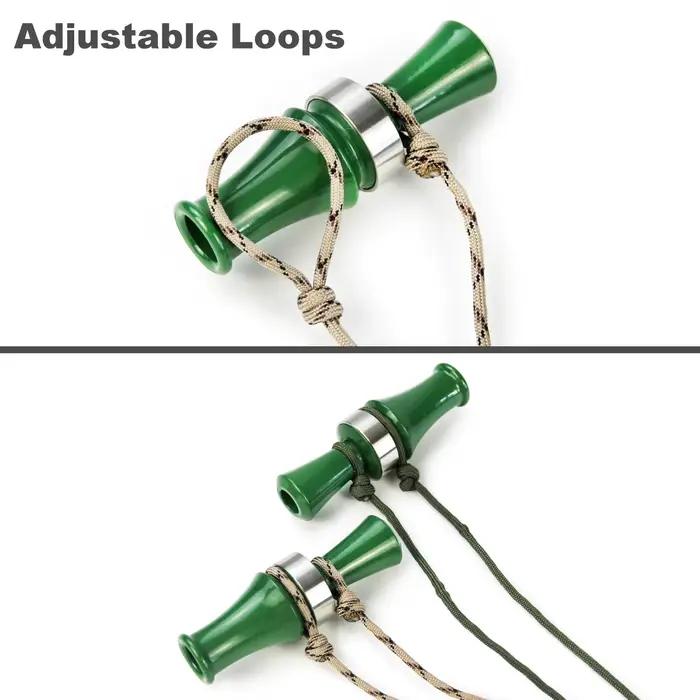 Lanière de leurre tressée réglable pour chasseurs, avec 12 anneaux pour ranger 10 appels de canard, disponible en bleu marine et vert, résistante et confortable à porter