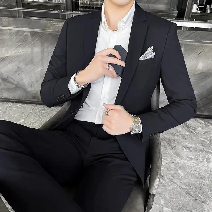M-4XL 2024 Nouveau Homme Haute Qualité (costume + fj) All Fit mn Beau Banquet Décontracté Solide doc