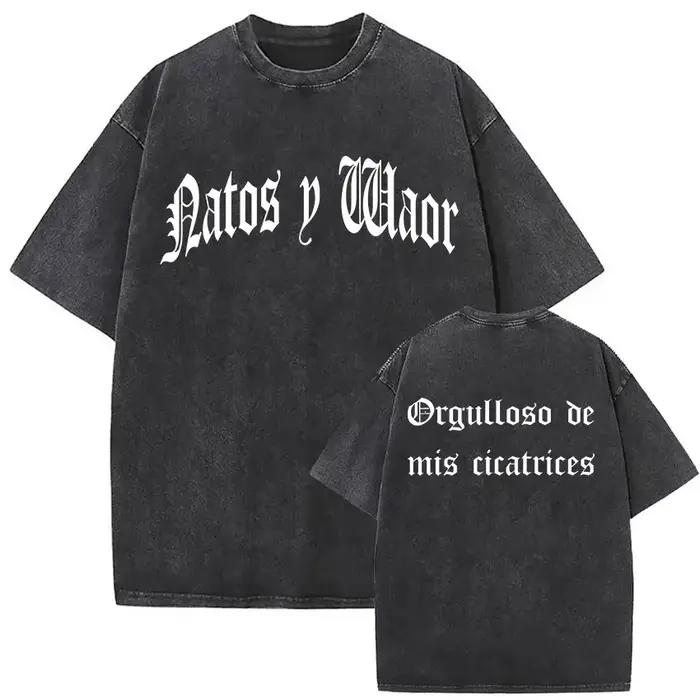 Lavé Vintage NATOS WAOR Hijos De La Ruina Logo Album Merch t-shirts hommes femmes Hip Hop gothique à manches courtes