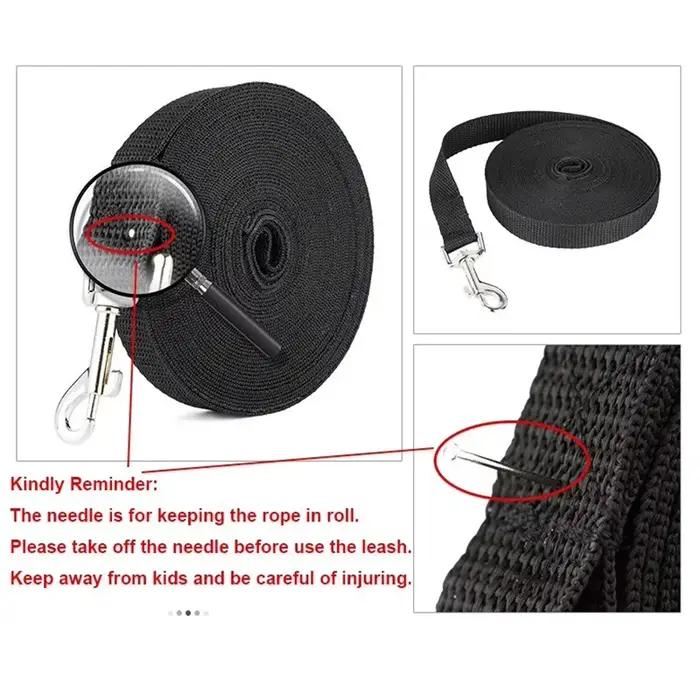 Laisse pour chien extra longue en nylon, durable, pour l'entraînement au rappel, longueur extensible, anti-emmêlement, robuste, pour l'extérieur