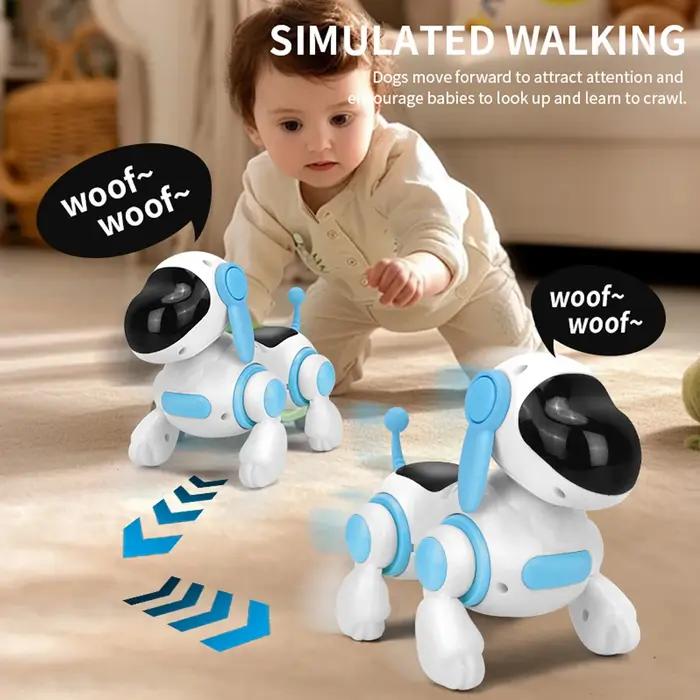 Chien robotique interactif intelligent simulation de lumière de marche son musique éducateur pour enfants ramper chant et interactif nouveau jouet occasion spéciale