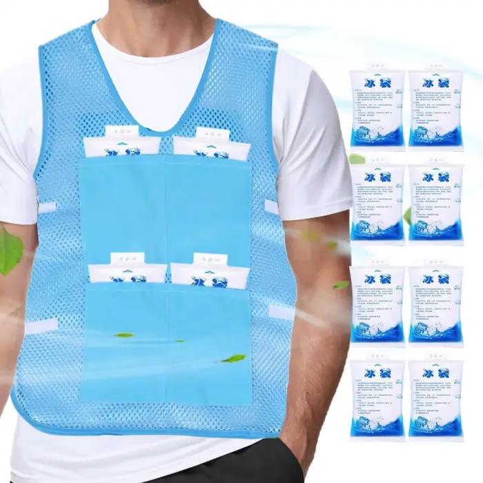 Gilet rafraîchissant, vêtement de refroidissement corporel avec 8 pochettes de glace