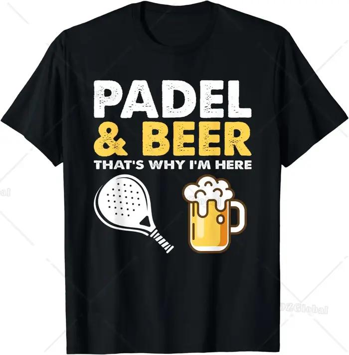 Tshirt drôle raquettes tennis padel bière homme décontracté printemps été occasions quotidiennes