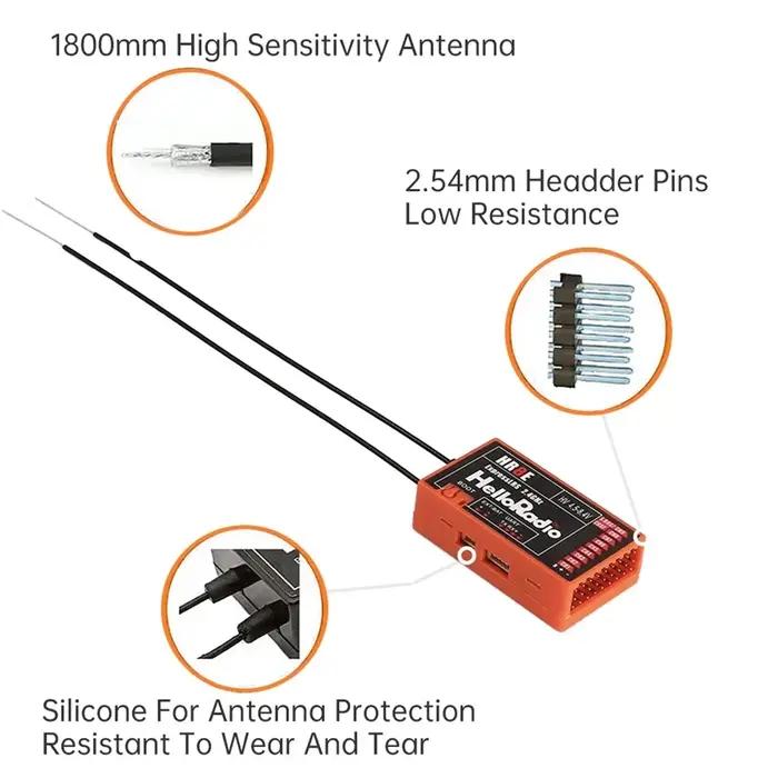 HR8E ELRS 2.4G 9 canaux PWM alimentation DC 4.5-7.4 V récepteur double antenne aile fixe modèle RC bateau universel