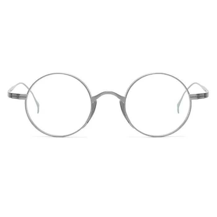 Lunettes minimalistes japonaises, monture ronde semi-titane Featherlight avec filtrage de la lumière